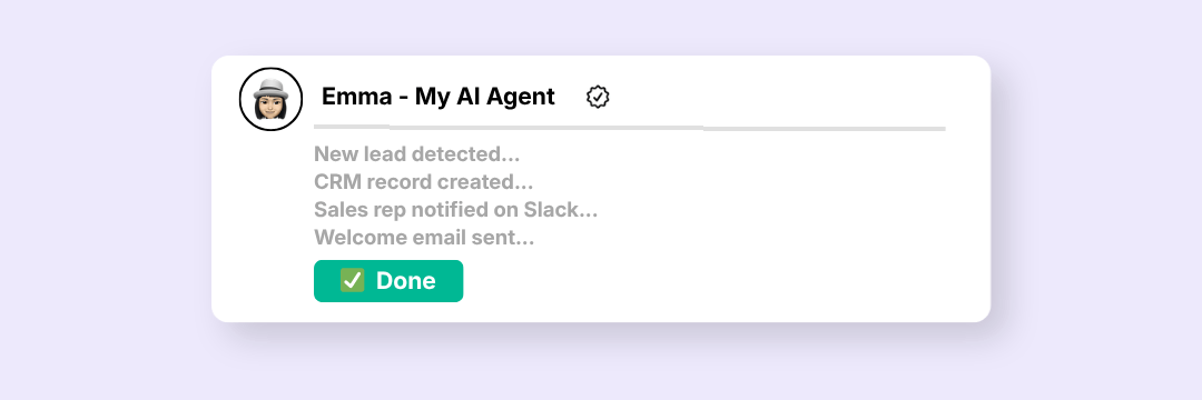 Illustration of an AI agent and a workflow connected to business tools